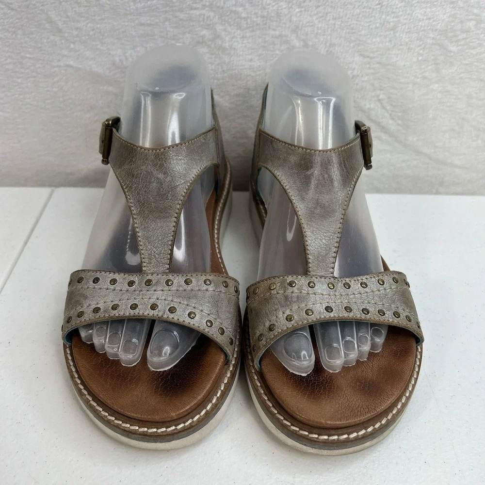 Roan By Bed Stu Women's Size 7.5 Martina Leather Sandals in Alkaline Epica Gray